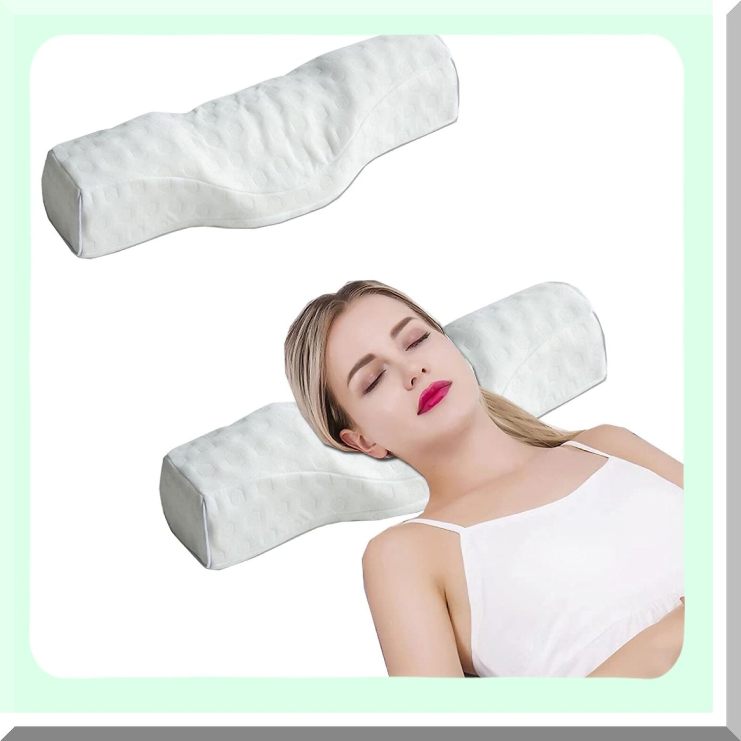 SleepEase Memory Foam Neck Support Pillow - Pain Relief Bolster for Side and Back Sleepers - White Orthopedic Cervical Roll Pillow