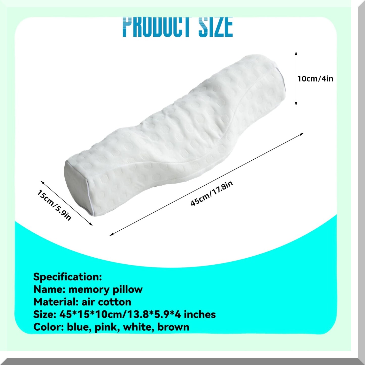 SleepEase Memory Foam Neck Support Pillow - Pain Relief Bolster for Side and Back Sleepers - White Orthopedic Cervical Roll Pillow