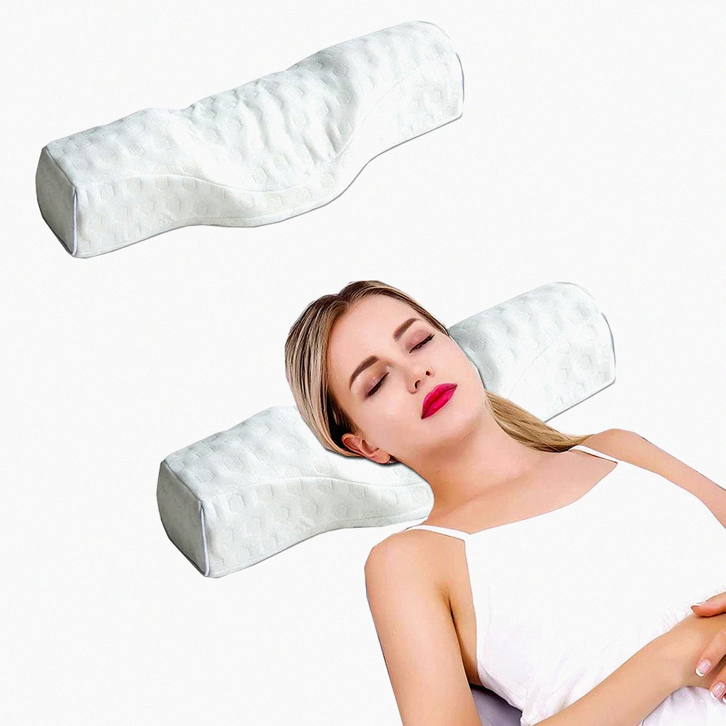 SleepEase Memory Foam Neck Support Pillow - Pain Relief Bolster for Side and Back Sleepers - White Orthopedic Cervical Roll Pillow