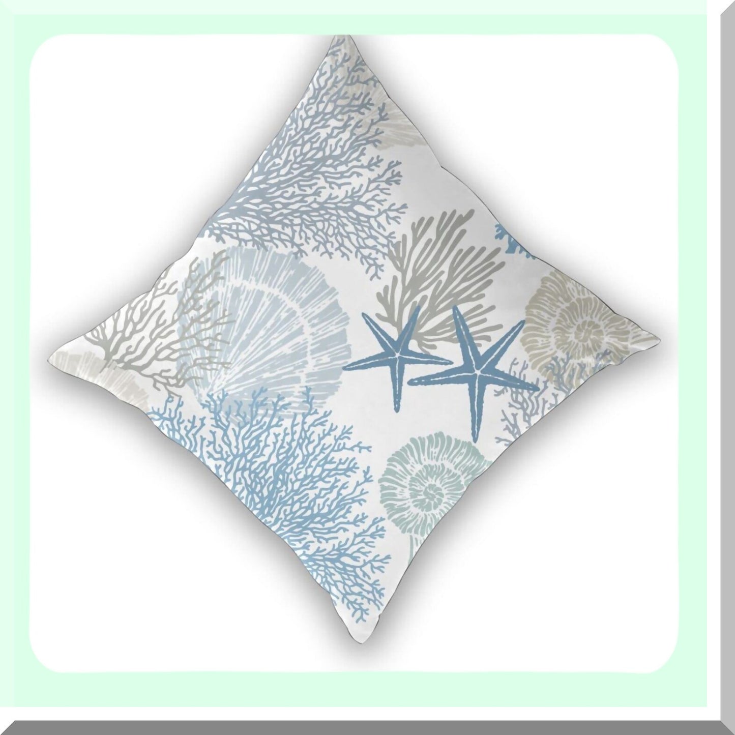 Ocean Breeze Coastal Pillow Covers - Set of 2, 18x18 Inch Summer Beach Theme Square Cotton Seashell Starfish Cushion Cases for Bedroom Sofa Décor