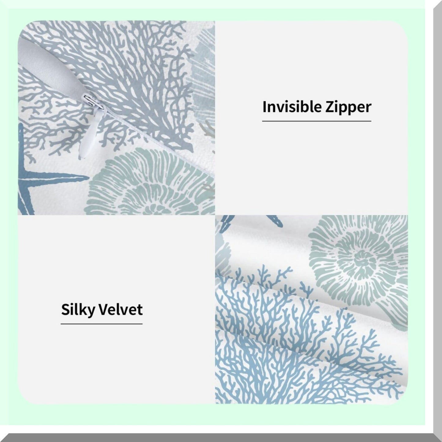 Ocean Breeze Coastal Pillow Covers - Set of 2, 18x18 Inch Summer Beach Theme Square Cotton Seashell Starfish Cushion Cases for Bedroom Sofa Décor