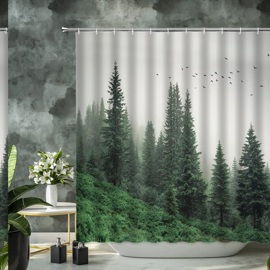 Misty Forest Green Shower Curtain 72x72 inches