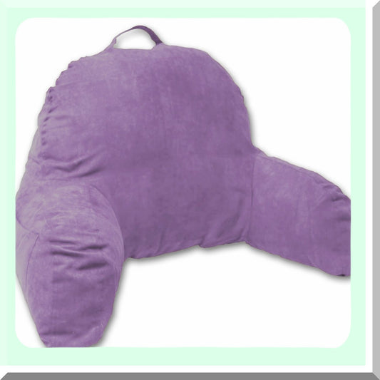 LuxeLounge Backrest Pillow - Plush Microsuede Reading Support Cushion with Firm Fiberfill, Armrests, and Soft Sitting Support in Light Purple