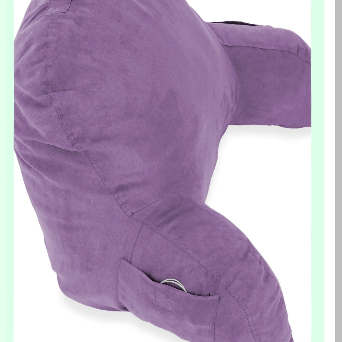 LuxeLounge Backrest Pillow - Plush Microsuede Reading Support Cushion with Firm Fiberfill, Armrests, and Soft Sitting Support in Light Purple
