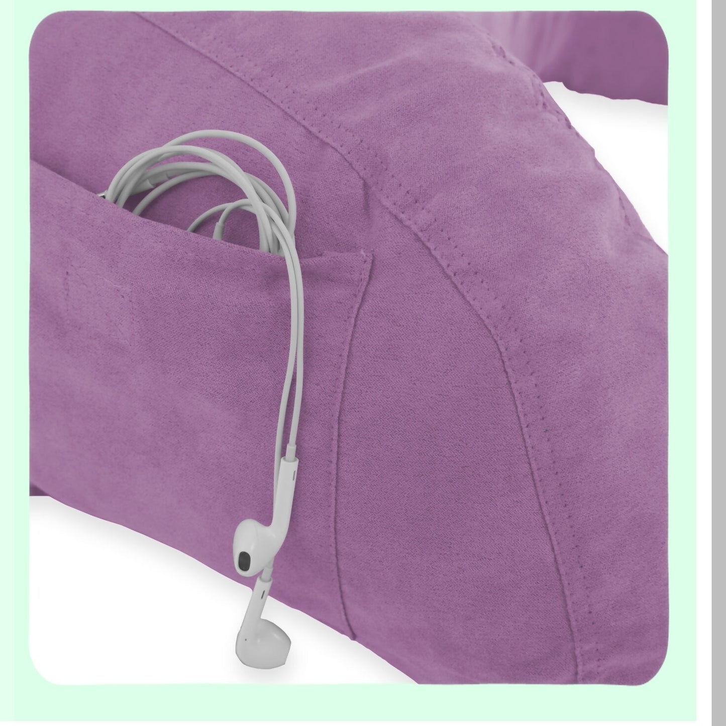 LuxeLounge Backrest Pillow - Plush Microsuede Reading Support Cushion with Firm Fiberfill, Armrests, and Soft Sitting Support in Light Purple