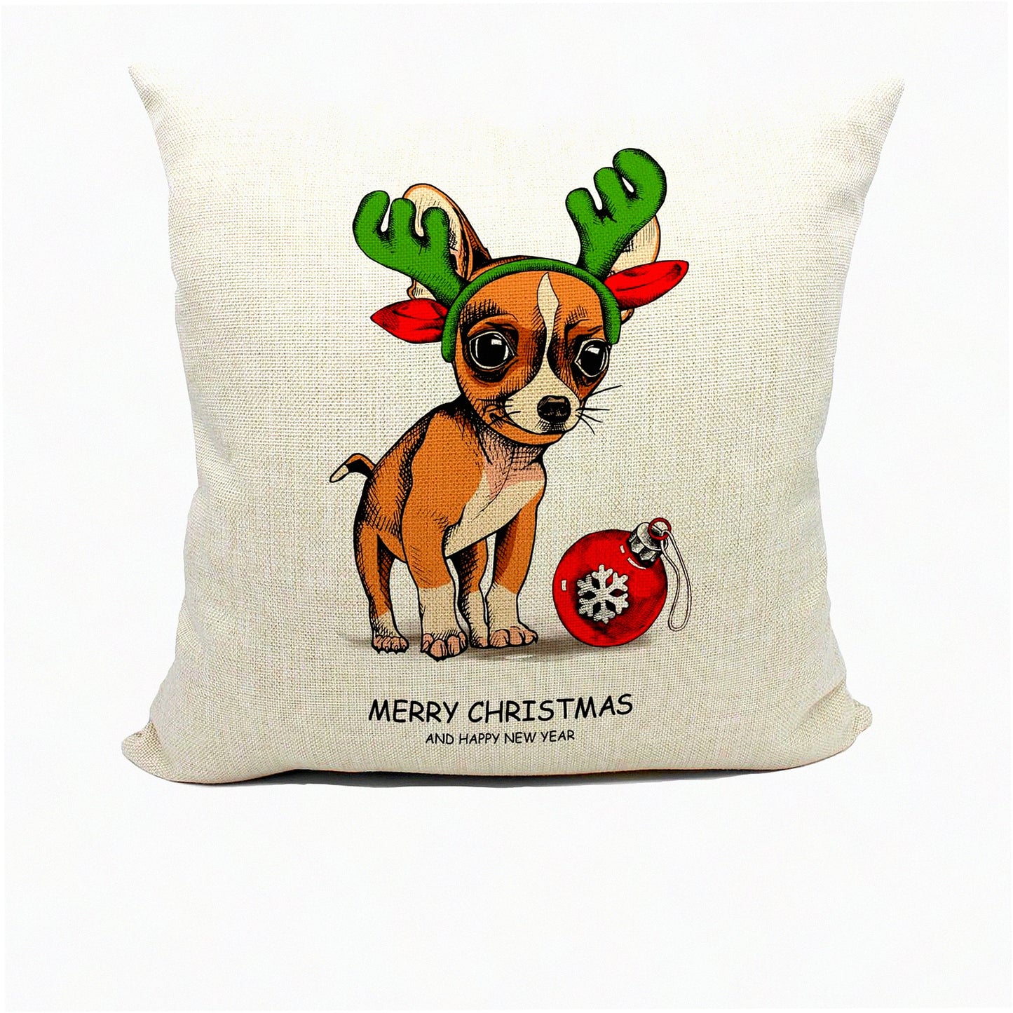 Chihuahua Joy Pillow Covers - 18x18 Decor for Chihuahua Moms! Happy New Year Dog Throw Pillow - Perfect Gifts for Women who Love Chihuahuas!