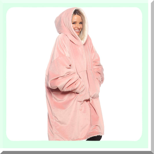 Ultimate Cozy Oversized Microfiber Sherpa Blanket - As Seen On Shark Tank, One Size Fits All (Blush)