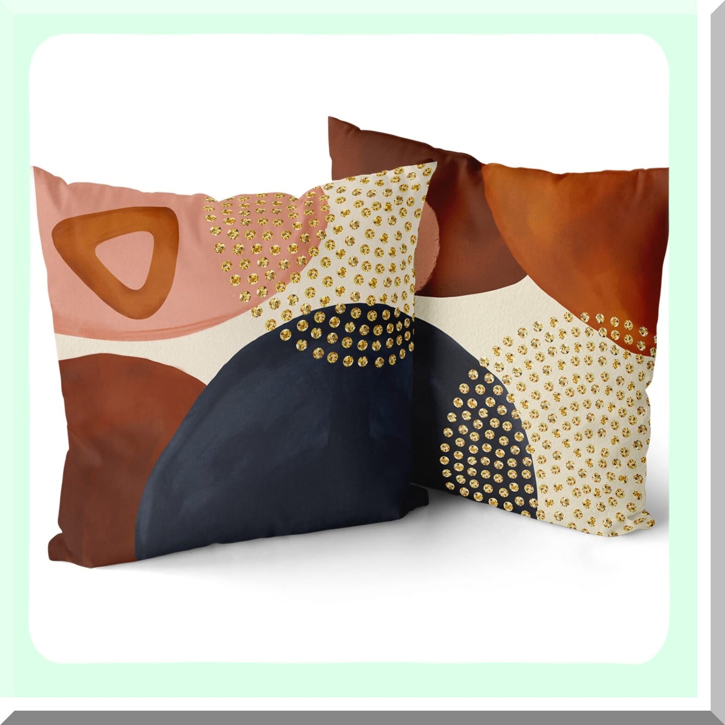 Navy Orange Geometric Pillow Covers - Set of 2 | Mid Century Modern Decorative Cushion Cases | Aesthetic Boho Home Minimalist Room Bedroom Outdoor Decor