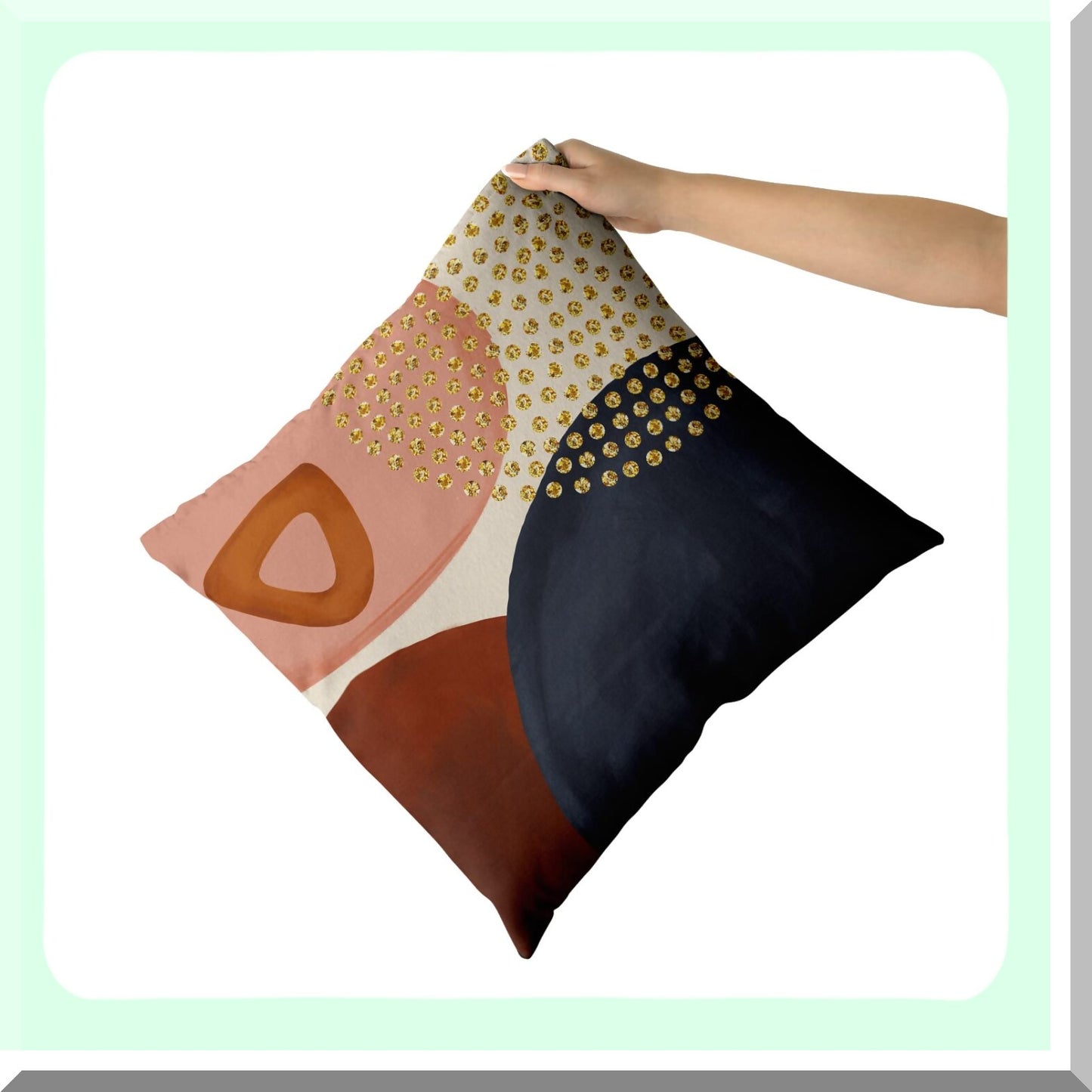 Navy Orange Geometric Pillow Covers - Set of 2 | Mid Century Modern Decorative Cushion Cases | Aesthetic Boho Home Minimalist Room Bedroom Outdoor Decor