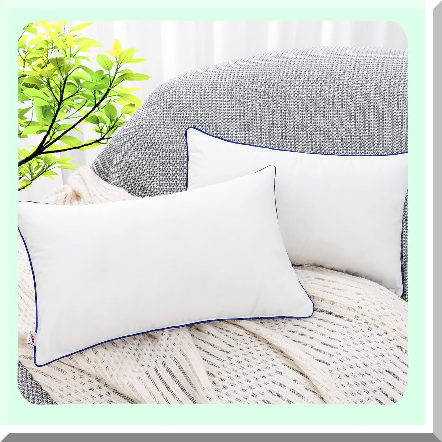 Premium Comfort Rectangle Pillow Insert Set - 12x20 Indoor Decorative Throw Pillows (Set of 2) for Couch and Bed - White Cushion Inserts for Home Décor