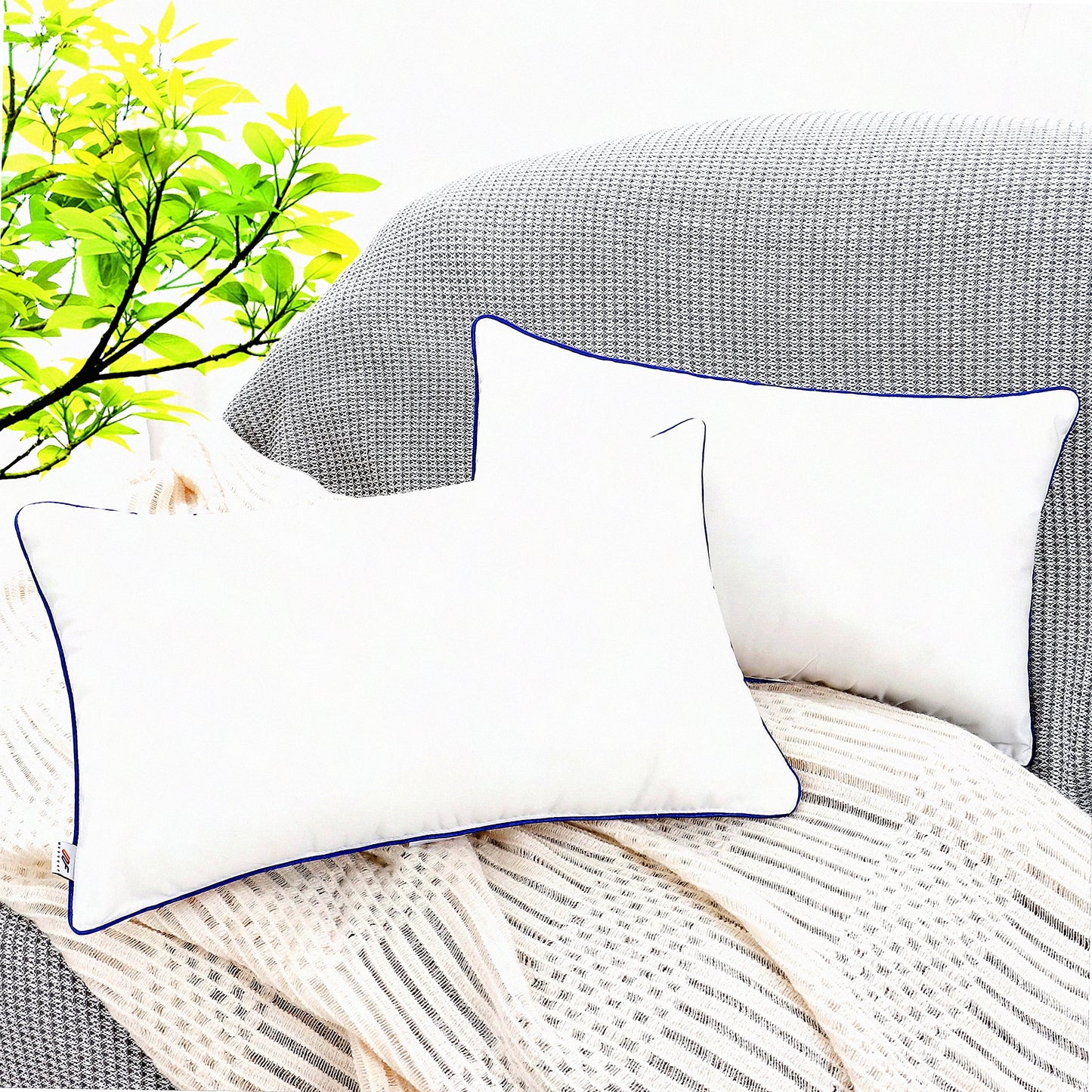 Premium Comfort Rectangle Pillow Insert Set - 12x20 Indoor Decorative Throw Pillows (Set of 2) for Couch and Bed - White Cushion Inserts for Home Décor