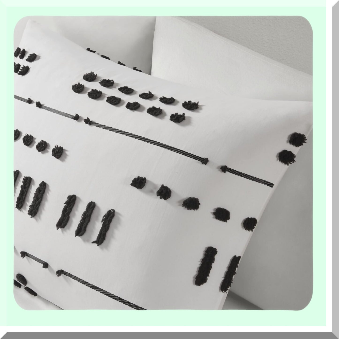 Trendy Jacquard Abstract Comforter Set - Modern Down Alternative Bedding with Matching Sham - All Season Full/Queen Black/White - 3 Piece Textured Clipped Set