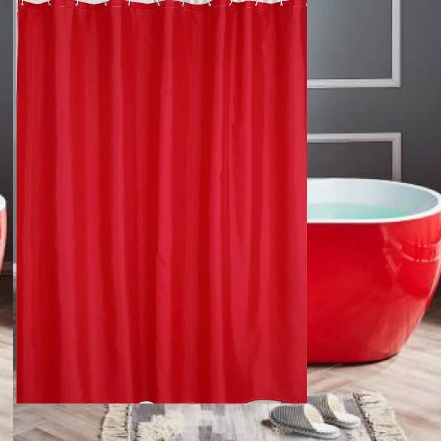 Water Repellent Polyester Shower Curtain 72x72 Red