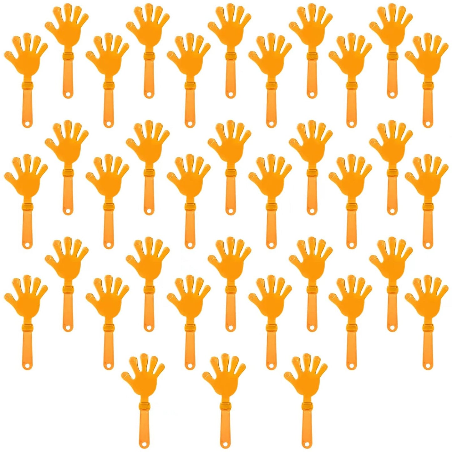 Orange Clap Craze - 36 Pcs 7.5" Hand Clappers for Sporting Events, Cheers, Ball Dance. Plastic Party Noisemakers for Basketball, Football & More!