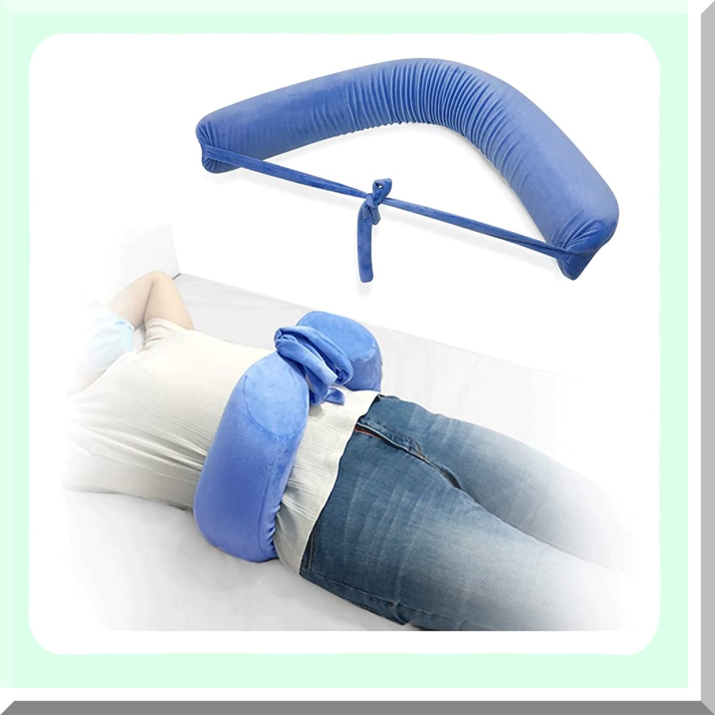 Sciatica Relief Lumbar Support Pillow - Scoliosis Waist Cushion for Side Sleepers - Adjustable Straps Foam Positioning Pillow - L Size