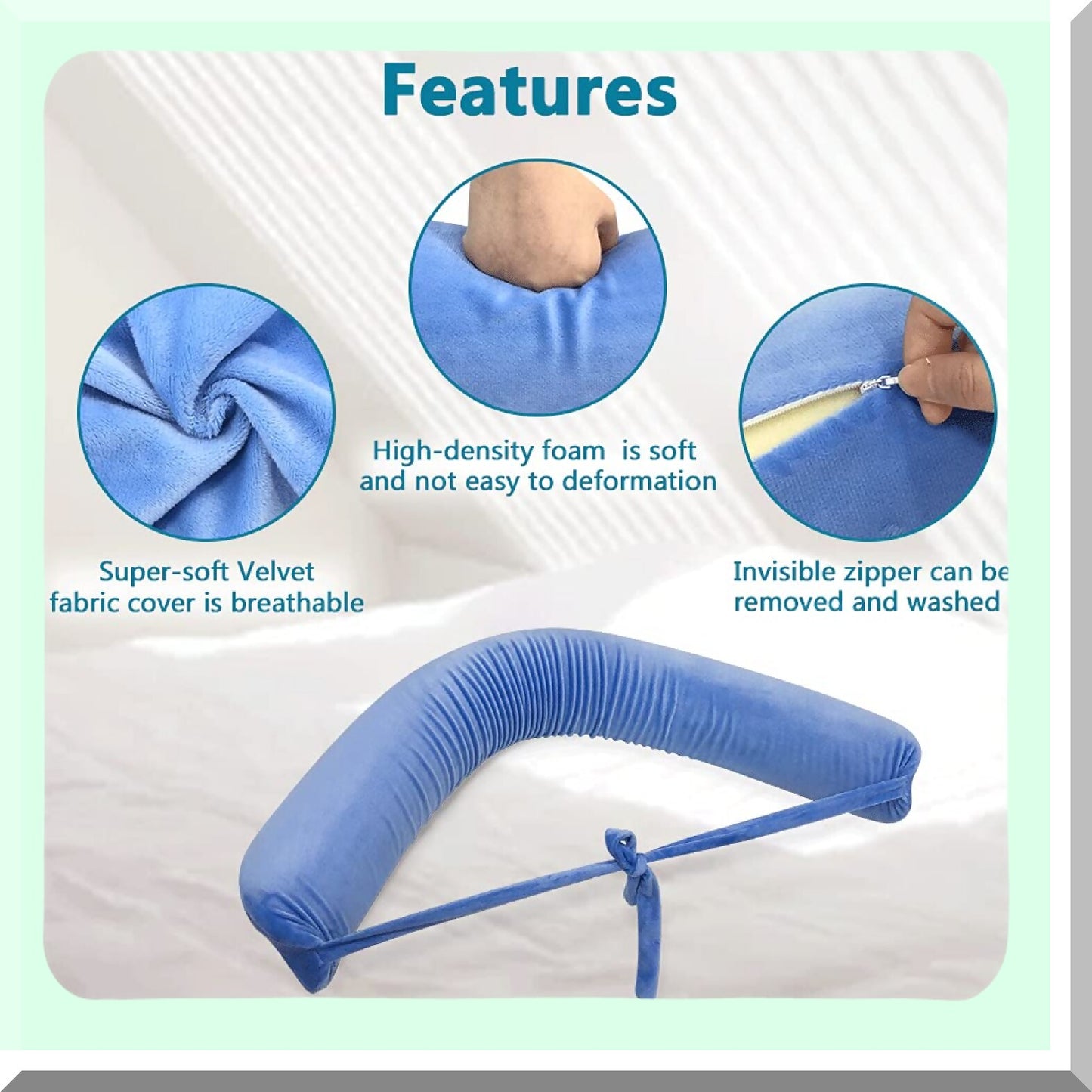 Sciatica Relief Lumbar Support Pillow - Scoliosis Waist Cushion for Side Sleepers - Adjustable Straps Foam Positioning Pillow - L Size