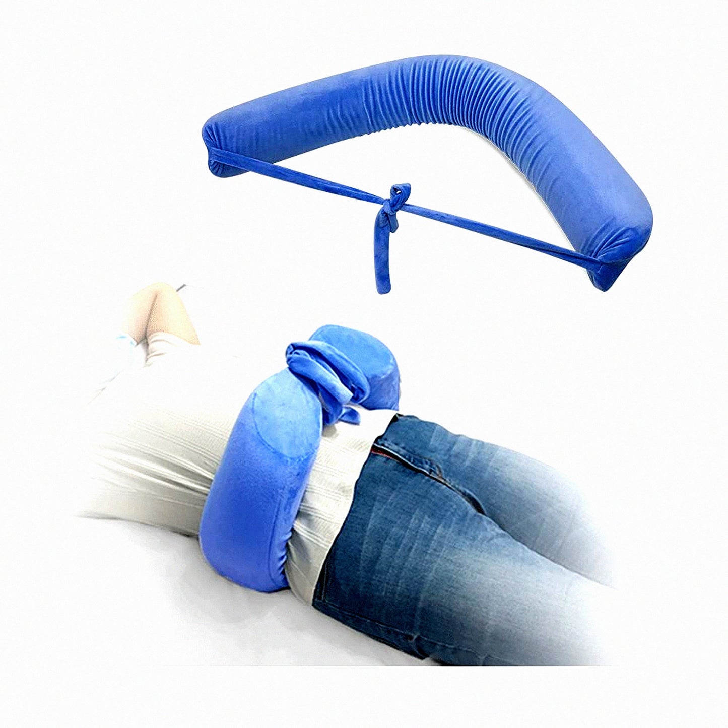 Sciatica Relief Lumbar Support Pillow - Scoliosis Waist Cushion for Side Sleepers - Adjustable Straps Foam Positioning Pillow - L Size