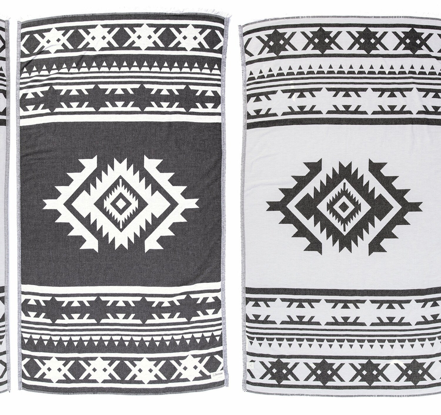 Cozumel Black Cotton Turkish Towel 39x71 Inches