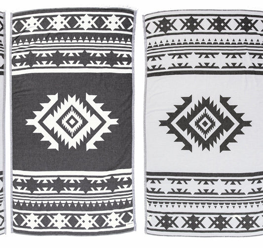Cozumel Black Cotton Turkish Towel 39x71 Inches