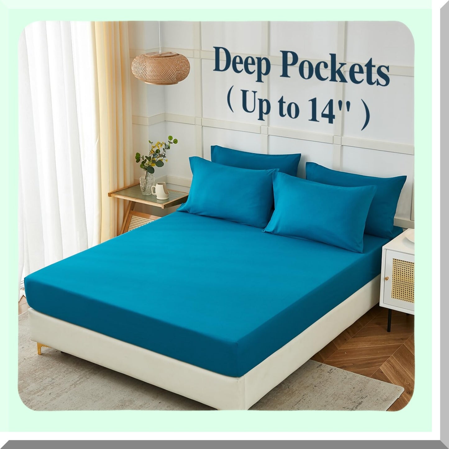 Luxury Teal Microfiber Queen Bed Sheet Set - Soft Wrinkle Free Breathable Deep Pocket Sheets - Hotel Quality 1800 Series - 6 Piece Queen Size Sheets