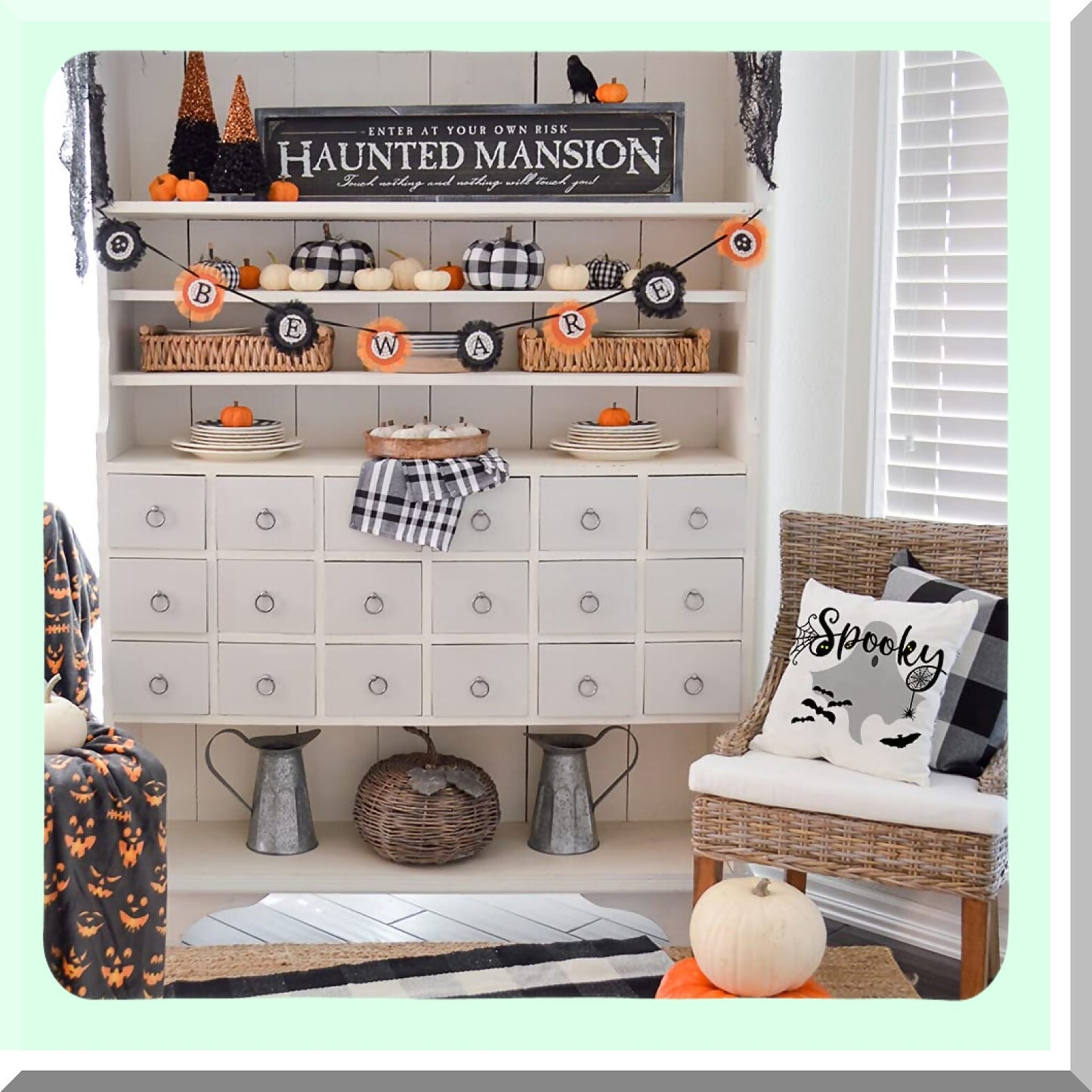 Halloween Spooky Pillow Covers Set - Black Cat Ghost Candy Corn Trick or Treat Decorative Throw Cases - Fall Indoor Outdoor Decor - 18x18 Set of 4