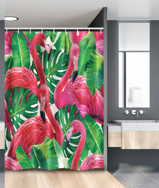 Flamingo Shower Curtain 54x78 Inches Pink Green