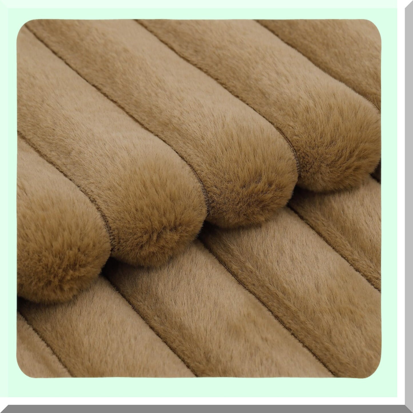 Camel Plush Stripe Pillow Covers - Set of 2 | Soft Wool Decorative Cushion Cases 20x20 Inch for Sofa & Bedroom | Fluffy & Cozy Pillow Shells