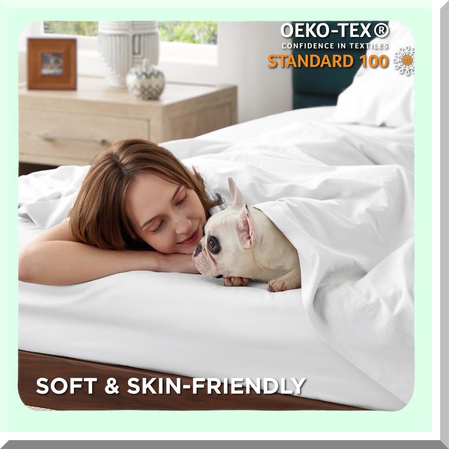 CoolCotton Queen Sheet Set - Soft Percale Bedding with Deep Pocket, Breathable & Cooling 100% Cotton Sheets, White 4 Piece Sheet Set with Pillowcases.