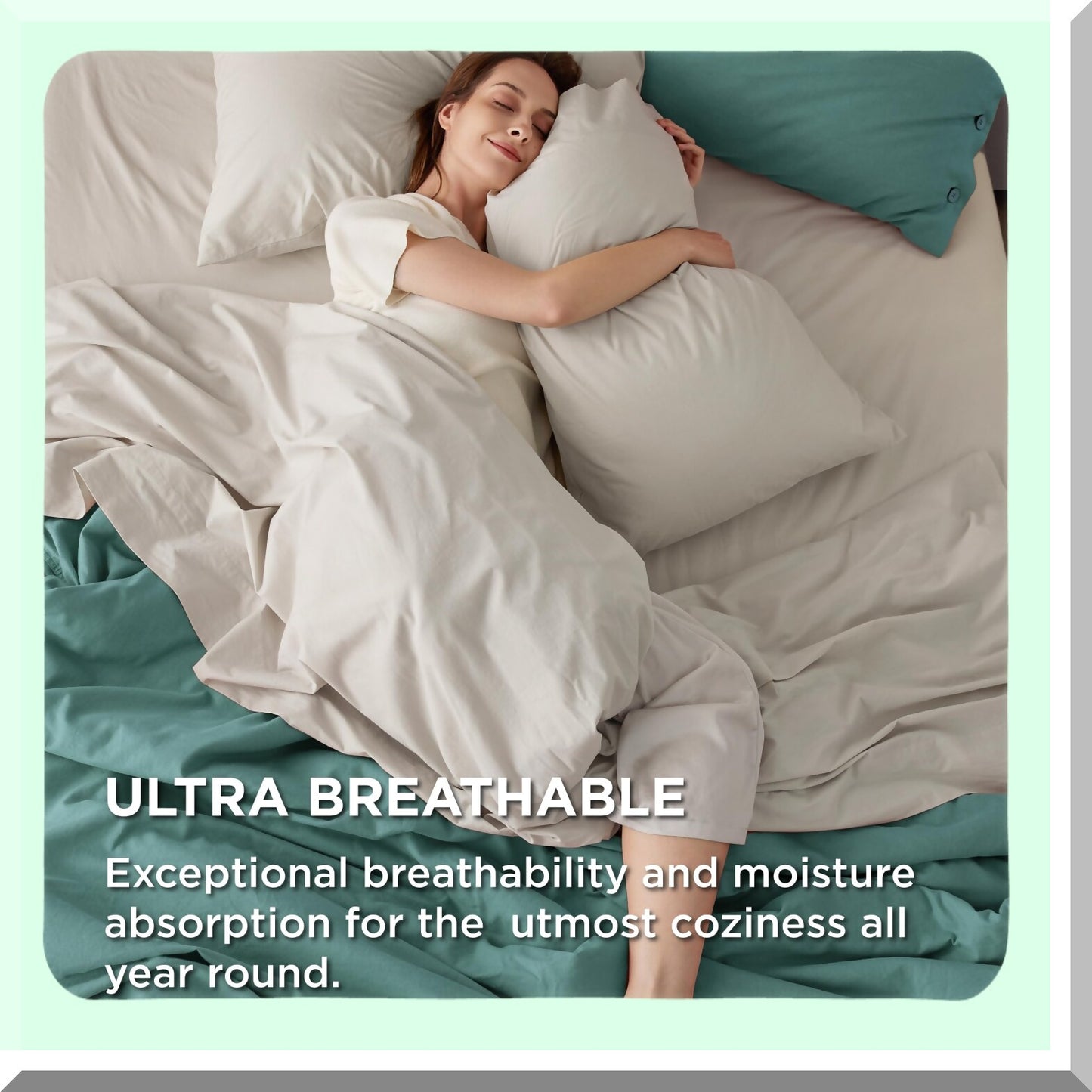 CoolCotton Queen Sheet Set - Soft Percale Bedding with Deep Pocket, Breathable & Cooling 100% Cotton Sheets, White 4 Piece Sheet Set with Pillowcases.