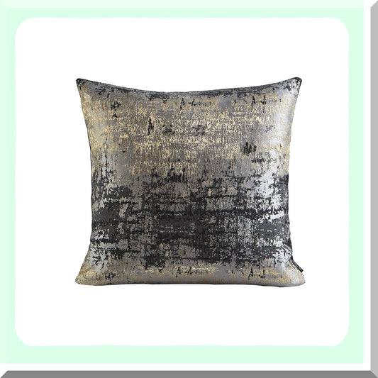 Luxury Gold Splash Pillowcase - Metallic Black Gray Accent Decorative Cover for Couch Sofa Living Room Bedroom Car - 18x18 Throw Pillow Cover