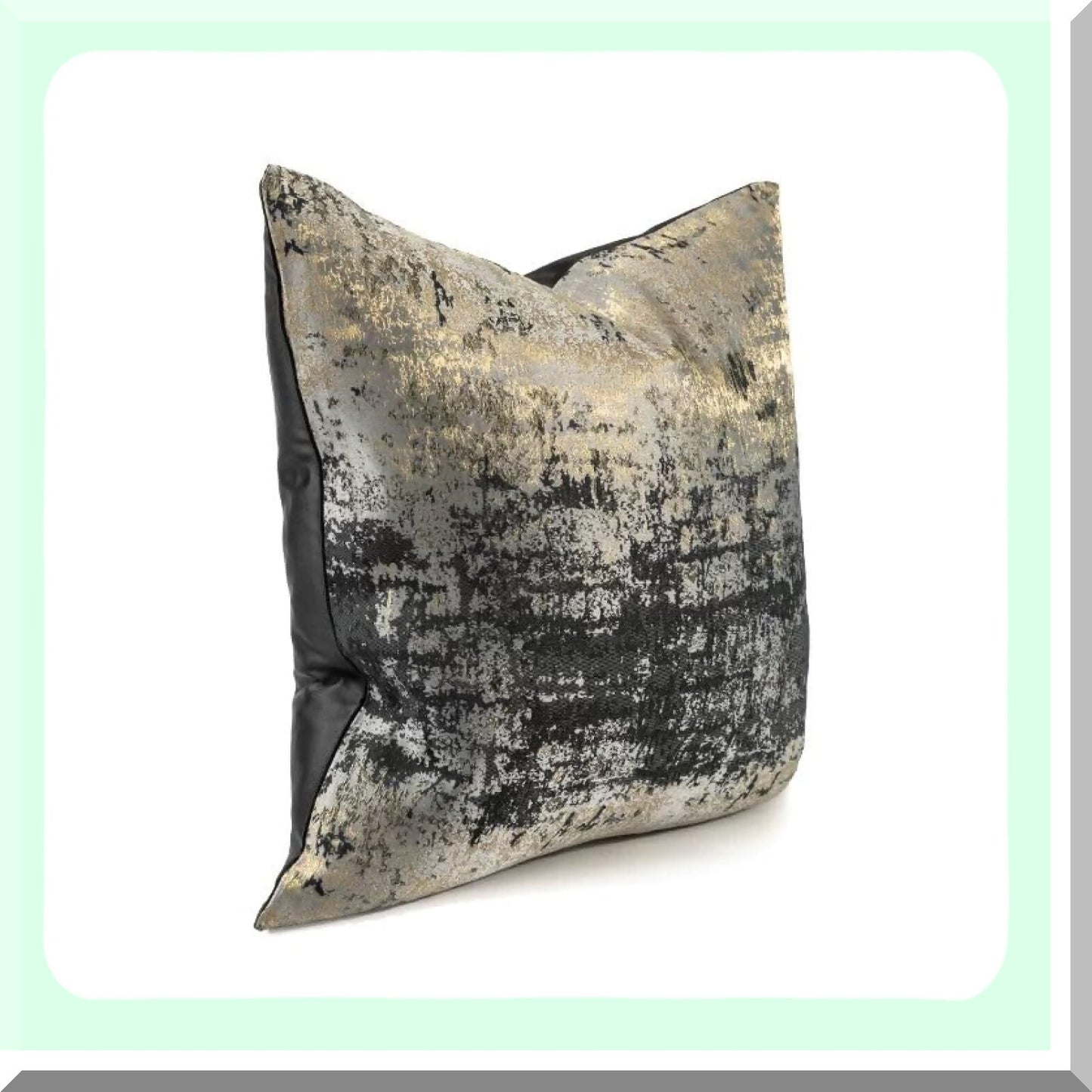 Luxury Gold Splash Pillowcase - Metallic Black Gray Accent Decorative Cover for Couch Sofa Living Room Bedroom Car - 18x18 Throw Pillow Cover