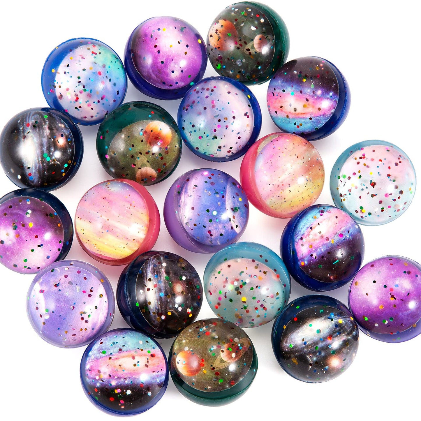 Space Bounce Ballz - 20 Pack of 32mm Space Theme Bouncy Balls for Kids Party Favors, Gift Bag Fillers, Xmas Pinata Stuffers, Clroom Prizes & Pet Toys