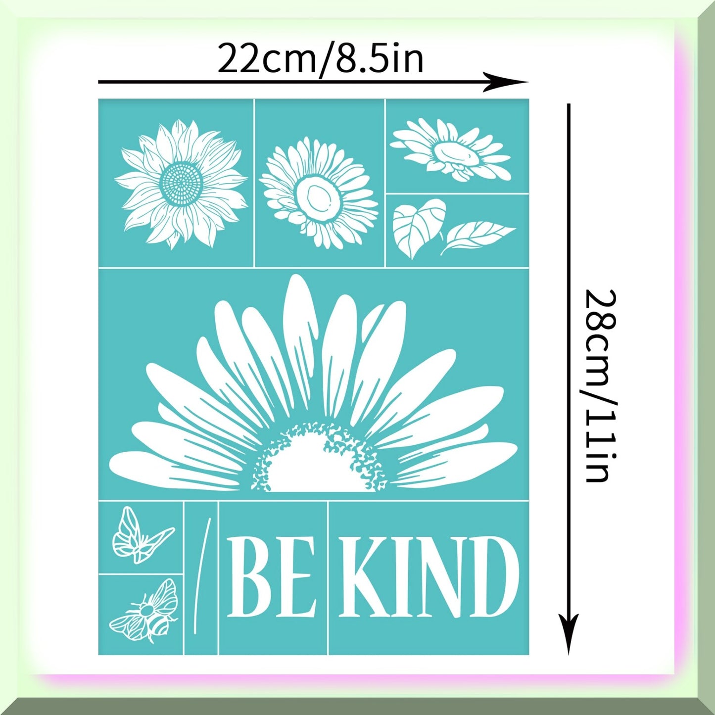 Sunflower and Butterfly Silk Screen Stencils 8.6x11 Inch 2Pcs