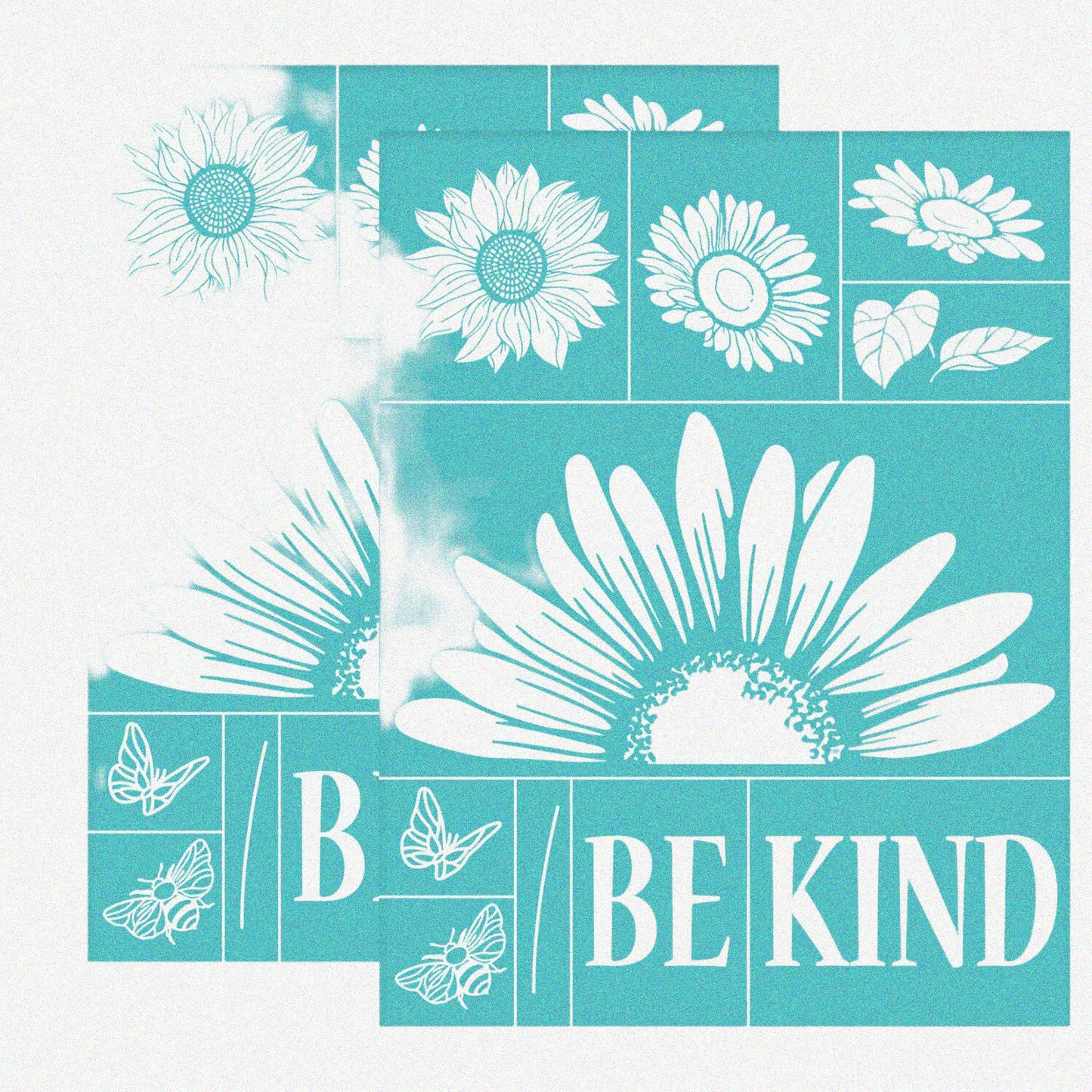 Sunflower and Butterfly Silk Screen Stencils 8.6x11 Inch 2Pcs