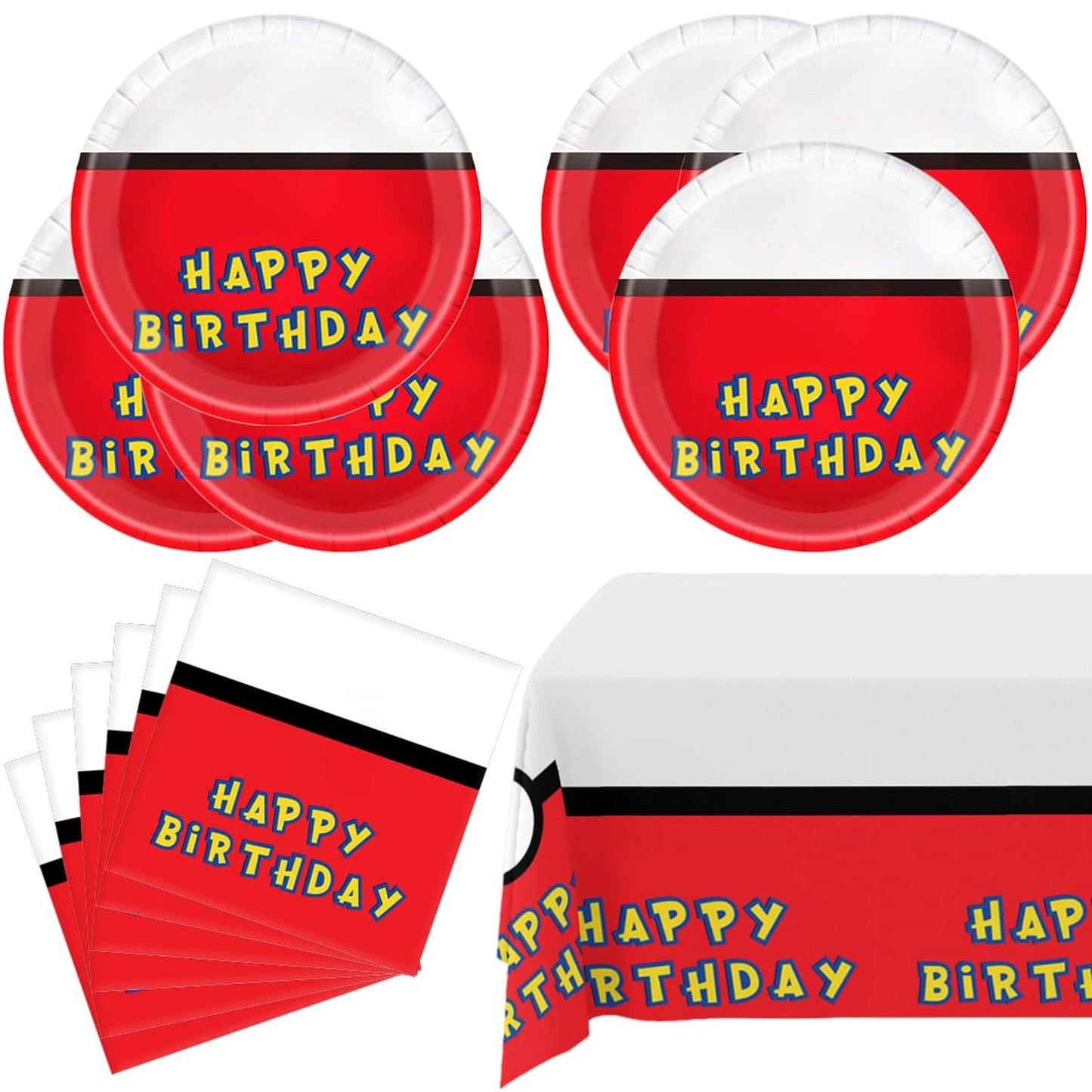 Cartoon Party Pack - 20 Plates, Napkins, and Tablecloth for Birthday Celebrations with Fun Animation Theme - Complete Tableware Set for Kids' Parties