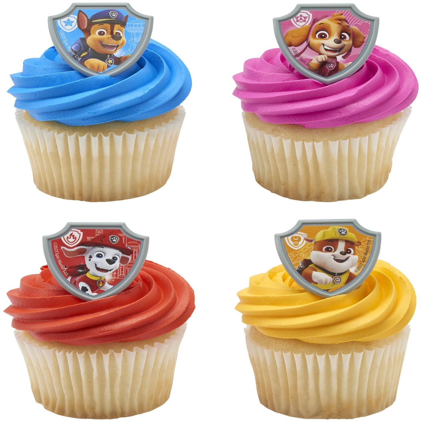 Paw Patrol Heroic Rings & Cupcake Toppers - Chase, Marshall, Skye, Rubble - 24 Pack