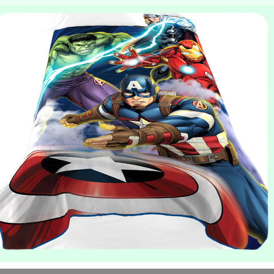 Avengers Heroic Blue Circle Fleece Blanket - Twin Size 62x90