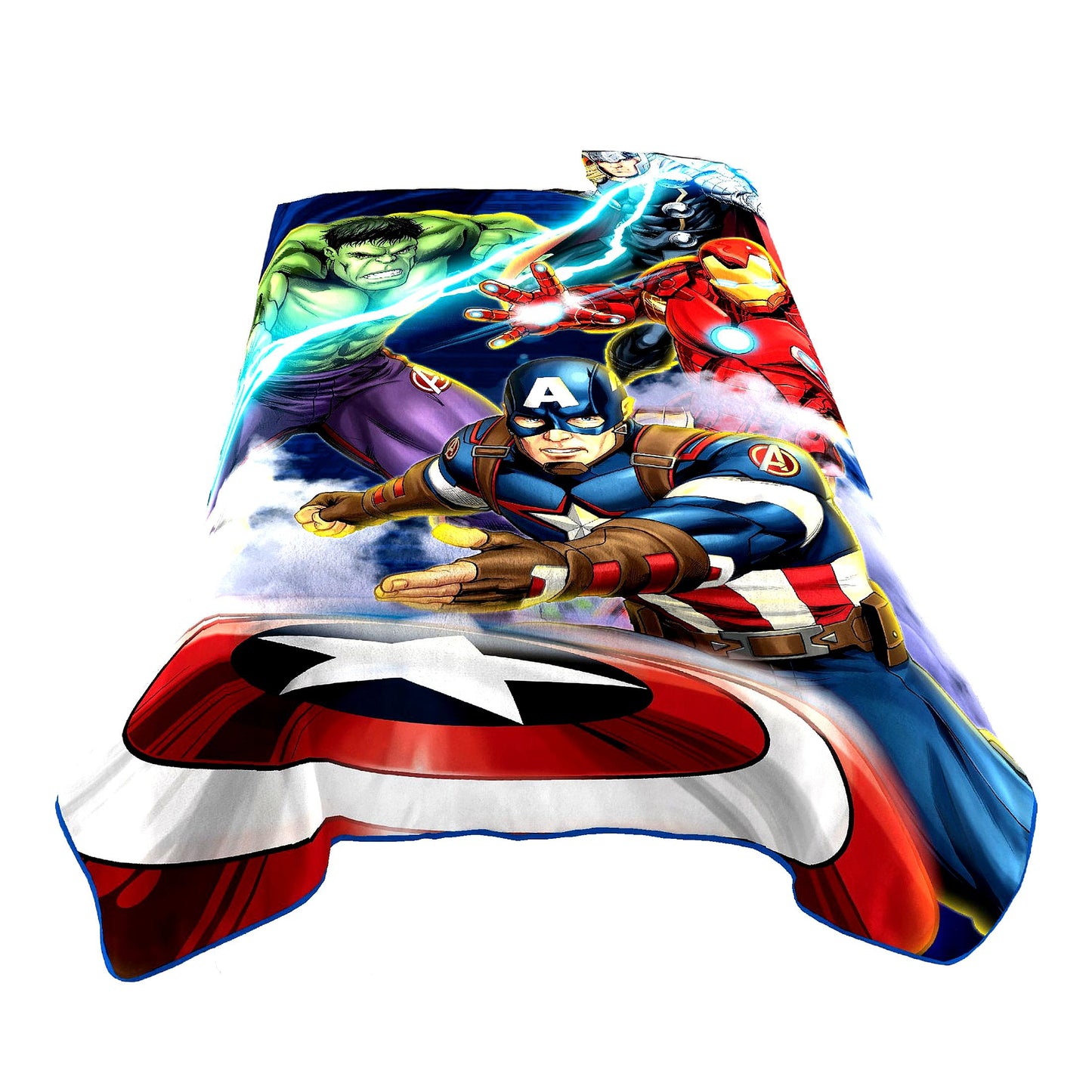 Avengers Heroic Blue Circle Fleece Blanket - Twin Size 62x90