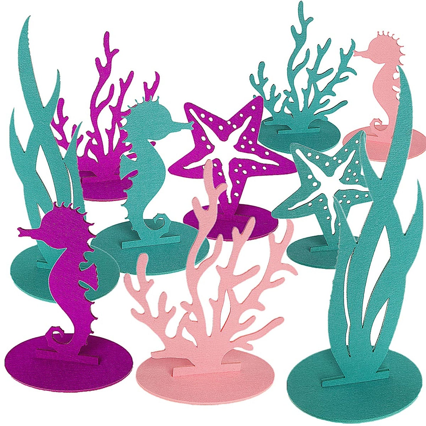 Mermaid Magic Felt Table Centerpiece - 20Pcs Ocean Theme Party Decorations for Under The Sea Birthday & Baby Shower Celebrations