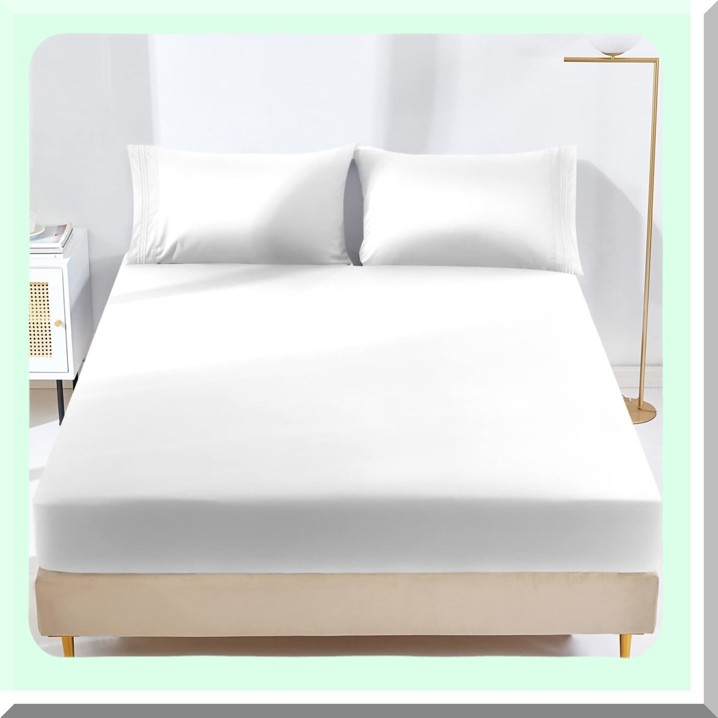 UltraSoft Brushed Microfiber Fitted Sheet - 1800 Thread Count Quality, 16" Deep Pocket, Shrinkage & Fade Resistant, White - LuxeFit Sheets