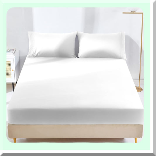 UltraSoft Brushed Microfiber Fitted Sheet - 1800 Thread Count Quality, 16" Deep Pocket, Shrinkage & Fade Resistant, White - LuxeFit Sheets