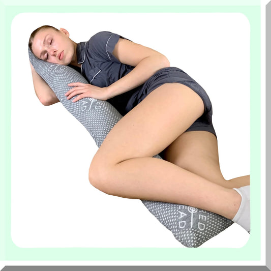 CoolFoam Side Sleeper Pillow - Memory Foam Pregnancy Pillow for Leg, Back, and Neck Support - 54x8 Inches Cylinder Body Pillow with Removeable Cover