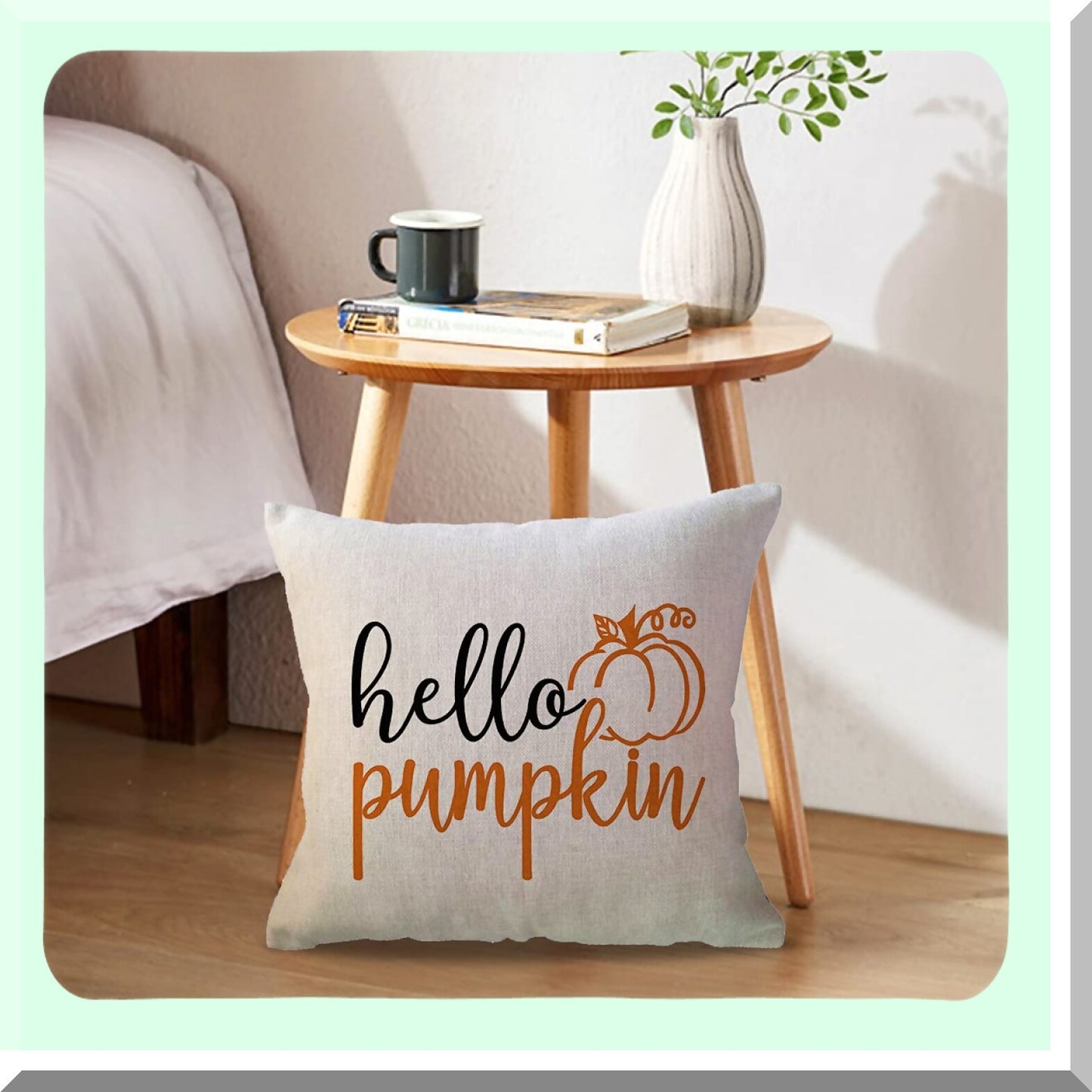 Autumn Harvest Decor Pillow Covers - Set of 2 Pumpkin & Maple Leaves Farmhouse Cushion Cover 20x20 for Sofa/Couch/Porch - Fall Home Decor