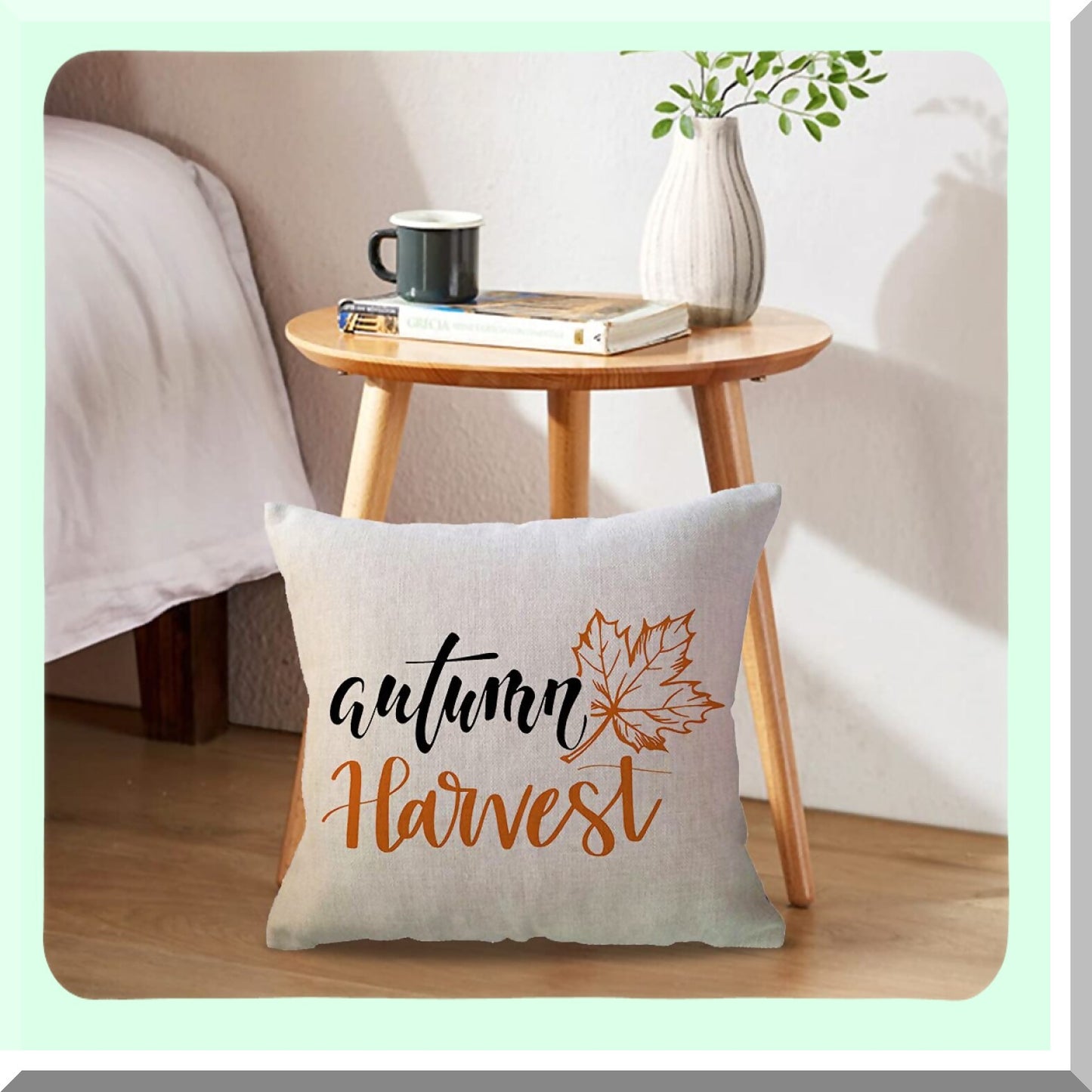 Autumn Harvest Decor Pillow Covers - Set of 2 Pumpkin & Maple Leaves Farmhouse Cushion Cover 20x20 for Sofa/Couch/Porch - Fall Home Decor