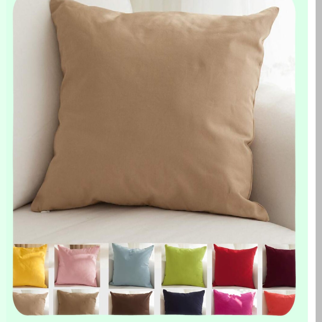 Cotton Canvas Cozy Cushion Covers - Set of 2 Decorative Throw Pillow Cases in Khaki, 16x16 inches, 45 Color Options Available for Home Decor