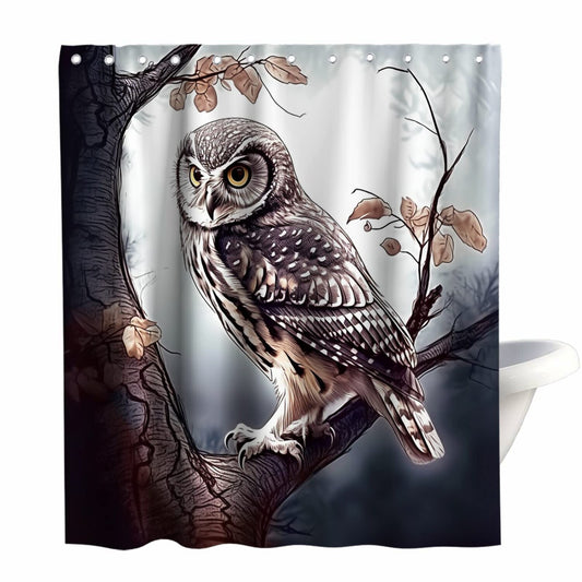 Owl Shower Curtain Brown Black 72x72