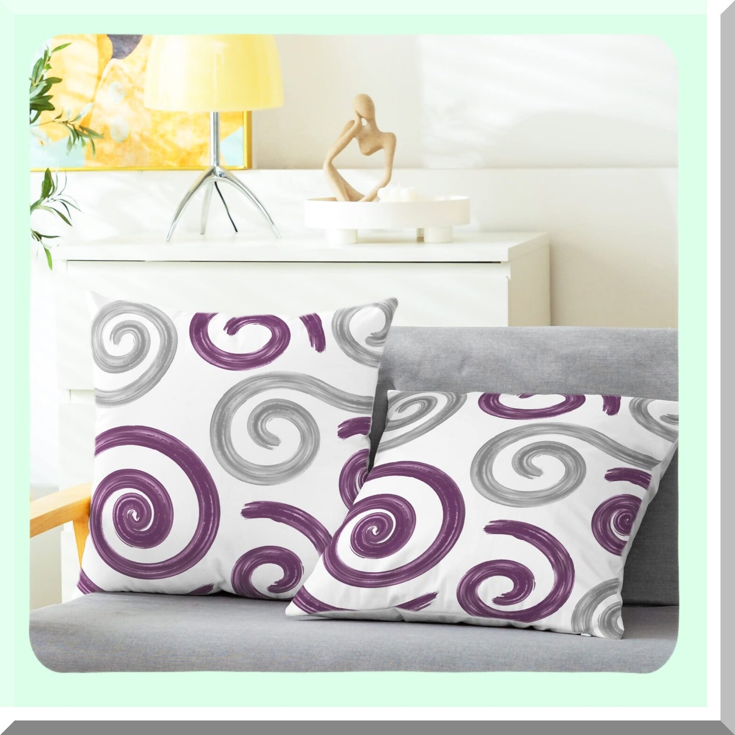 CozyFleece Sea Conch Geometric Pillow Cases - 2 Pack Abstract Cushion Covers for Couch Bed Sofa - Farmhouse Decor 18x18 Purple Grey