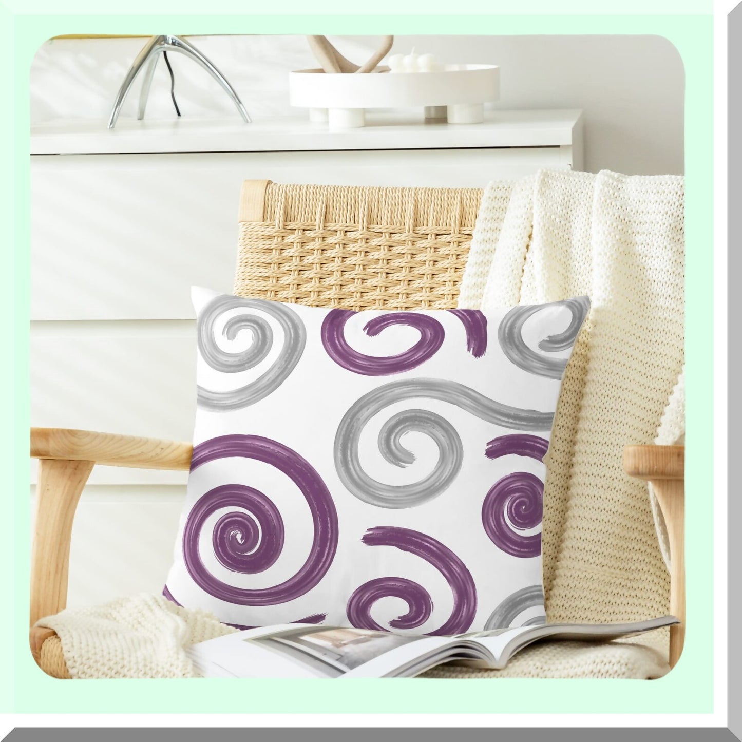 CozyFleece Sea Conch Geometric Pillow Cases - 2 Pack Abstract Cushion Covers for Couch Bed Sofa - Farmhouse Decor 18x18 Purple Grey