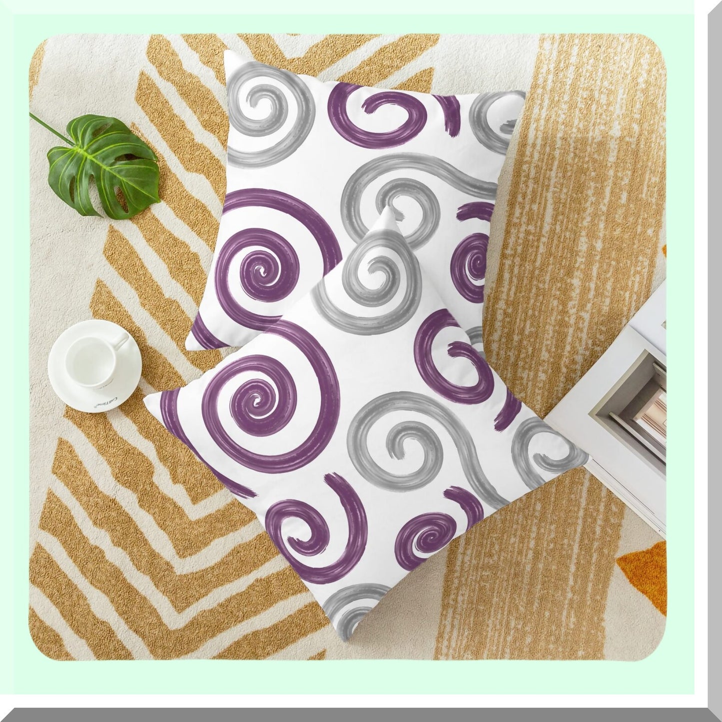 CozyFleece Sea Conch Geometric Pillow Cases - 2 Pack Abstract Cushion Covers for Couch Bed Sofa - Farmhouse Decor 18x18 Purple Grey