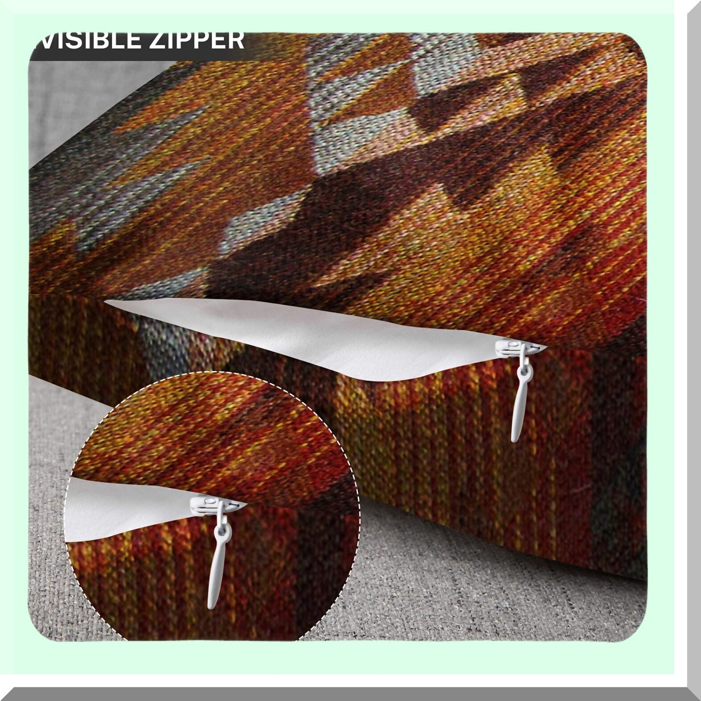 Tribal Linen Decor Pillowcase - Navajo Orange Red Grey Throw Pillow Cover - Hidden Zipper - 18x18 Inches - Bedroom Sofa Accent